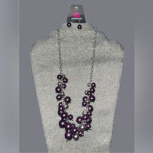 *new* Paparazzi Purple and Silver Necklace & Earrings Set